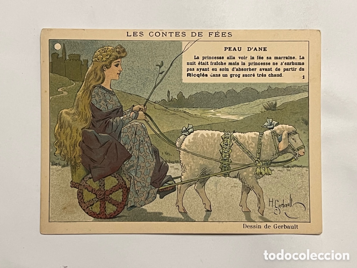 Collezionismo Figurine antiche: CROMO No.1, ALCOHOL MENTA RICQLES,1905 CUENTOS DE HADAS ILUSTRADOR PETIT POUCET GERBAU (9,5 x 13)