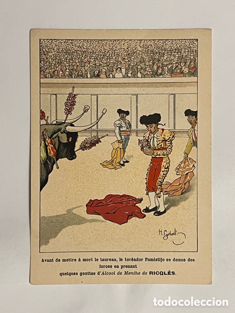 Colecionismo Cromos antigos: CROMO ALCOHOL MENTA RICQLES,1905.. Ilustra H. GERBAULT.. (9,5 x 13)