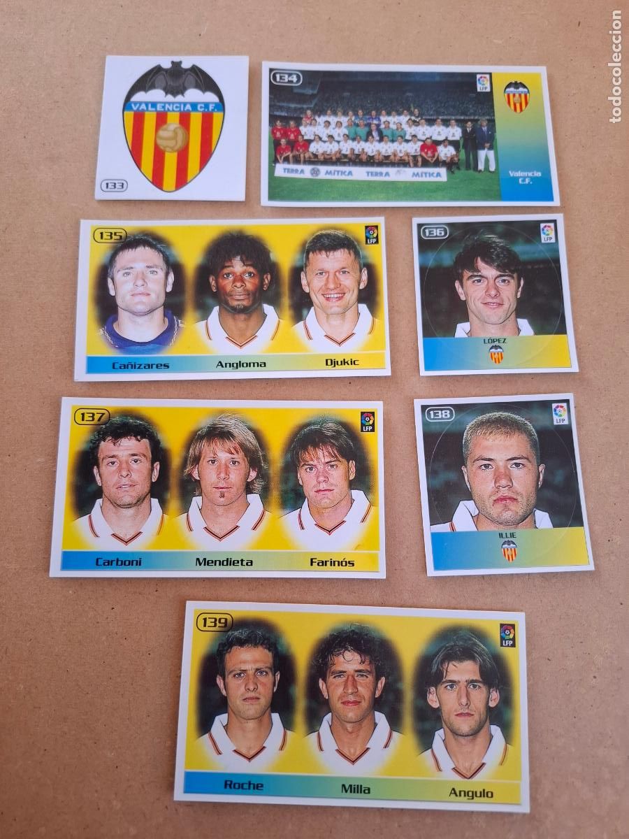 Coleccionismo cromos antiguos: BOLLYCAO 98 99 1998 1999 - VALENCIA CF 7 CROMOS DIFERENTES ( NUNCA PEGADOS Y SIN DOBLEZ )