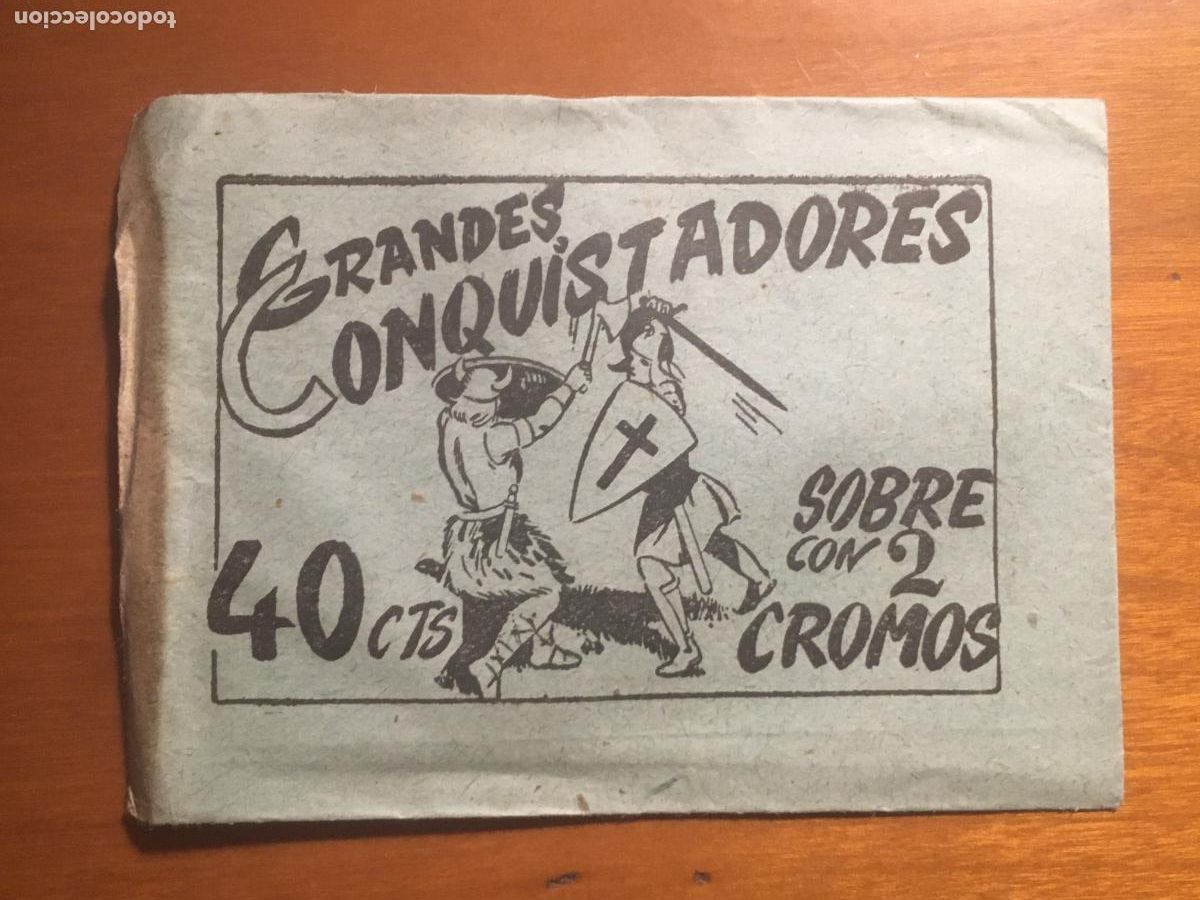 Coleccionismo cromos antiguos: grandes conquistadores sobre de cromos sin abrir cerrado
