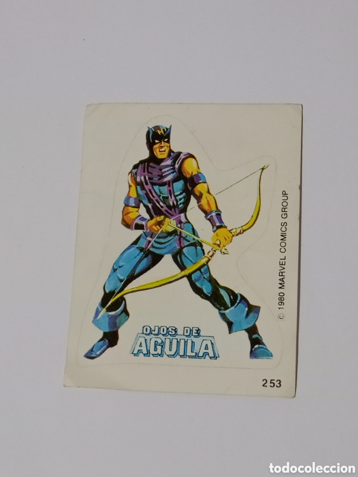 Collectable Antique Stickers: 1980 Terrabusi Marvel Coleccion Superheroes Hawkeye #253 ojos de &aacute;guila