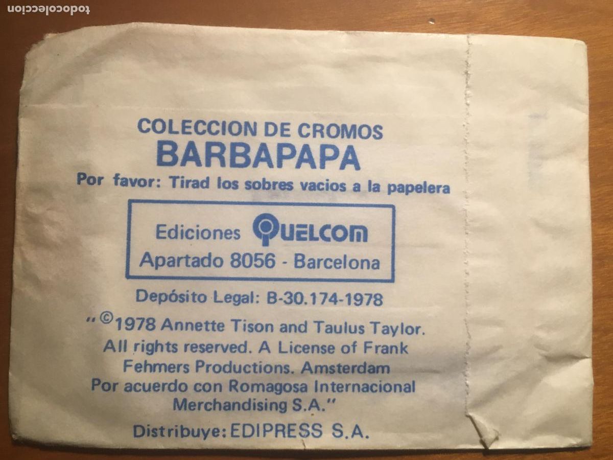 Coleccionismo cromos antiguos: barbapapa sobre de cromos sin abrir - Foto 2