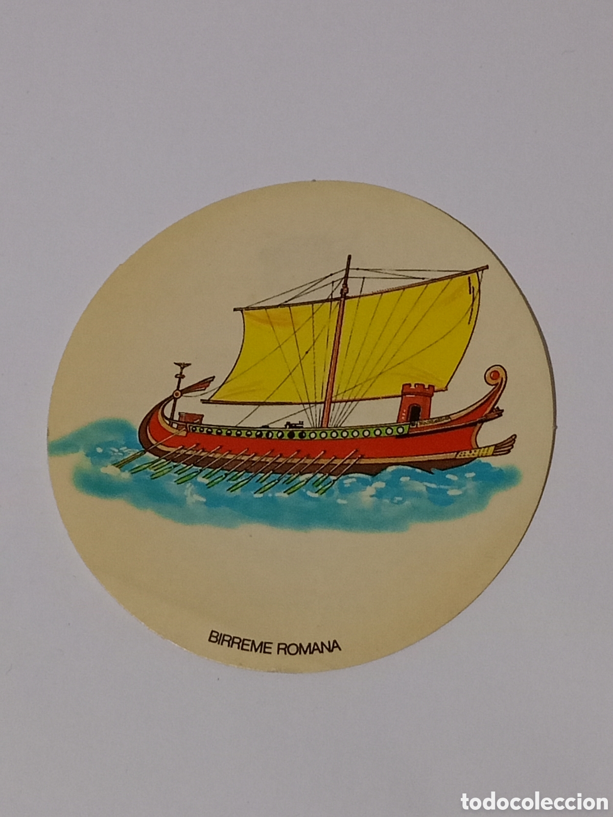 Collectable Antique Stickers: Cromo pegatina promocional la vaca que r&iacute;e barco birreme romana 1986