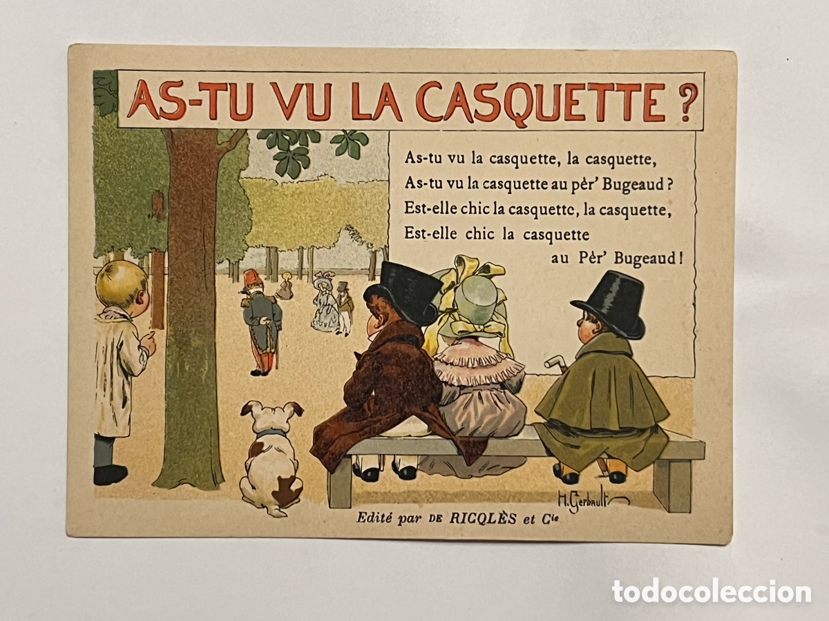 Collezionismo Figurine antiche: AS-TU VU LA CASQUETTE? CROMO ALCOHOL MENTA RICQLES, (h.1905) Ilustra A. GUILLAUME..