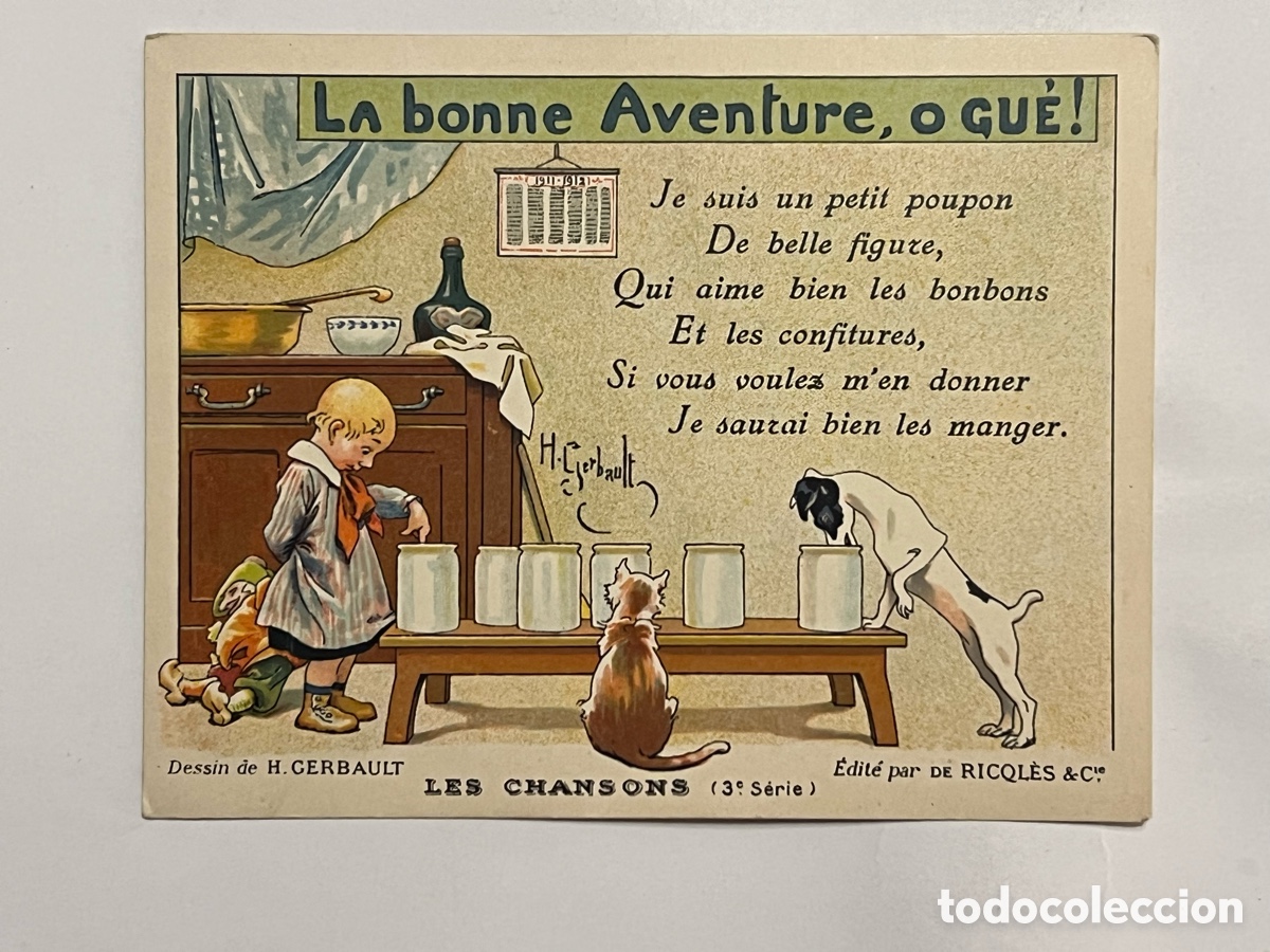 Collezionismo Figurine antiche: La bonne Aventure, o GU&Eacute;! CROMO ALCOHOL MENTA RICQLES, (h.1905) Ilustra A. GUILLAUME