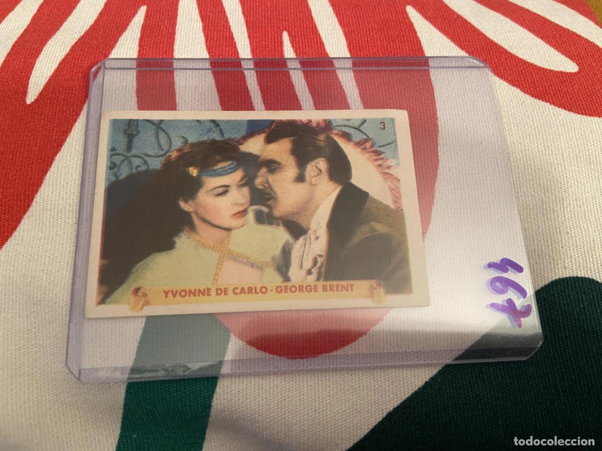 Coleccionismo cromos antiguos: CROMO SIN PEGAR NUNCA PEGADO 1948 CINE YVONNE DE CARLO GEORGE BRENT # 3 DENTICLOR BRUGUERA