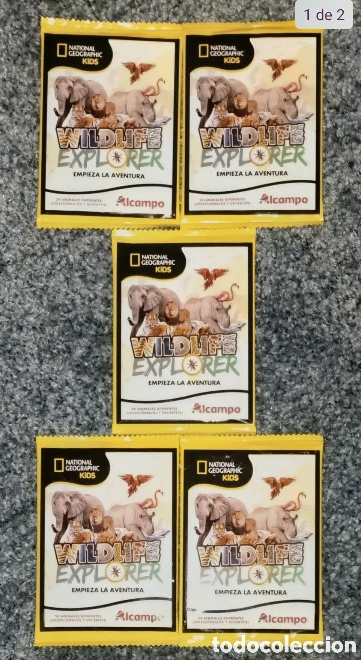 Collectable Antique Stickers: 5 SOBRES de CROMOS &rdquo;WILDLIFE EXPLORER-NATIONAL GEOGRAPHIC&rdquo; a&ntilde;o 2021 PRECINTADOS DE ORIGEN SIN ABRIR