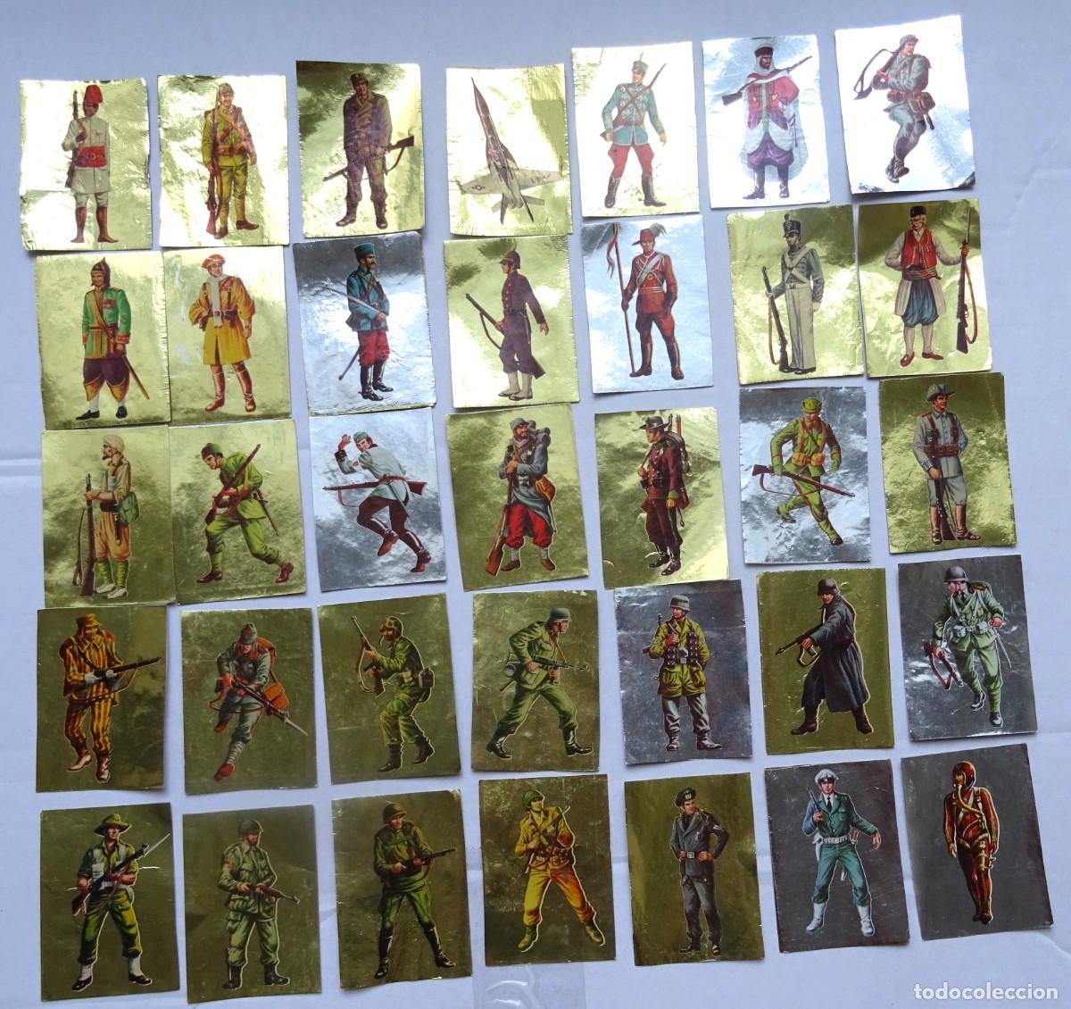 Collezionismo Figurine antiche: HECHOS Y SOLDADOS DEL SIGLO XX LOTE CROMOS ADHESIVOS DESPEGADOS