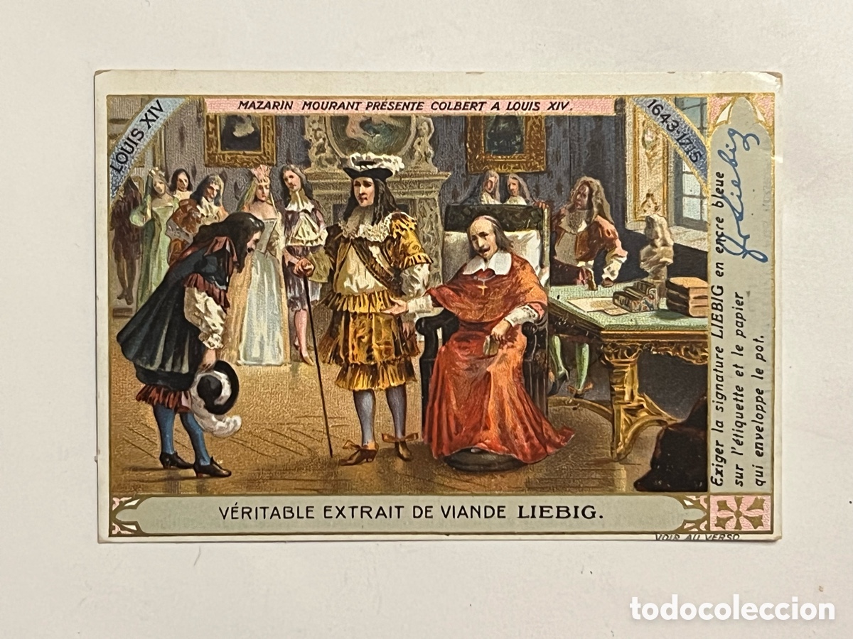 Collectable Antique Stickers: LOUIS XIV, CROMO. VERITABLE EXTRAIT DE VIANDE LIEBIG. COMPAGNIE LIEBIG. Francia (h.1900?)