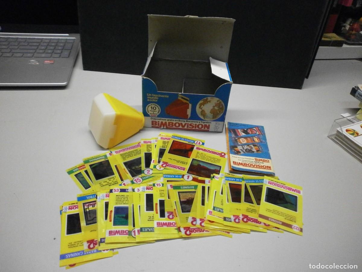 Coleccionismo cromos antiguos: caja con visor bimbo bimbovision mas catalogo y 42 cromos diapositivas original