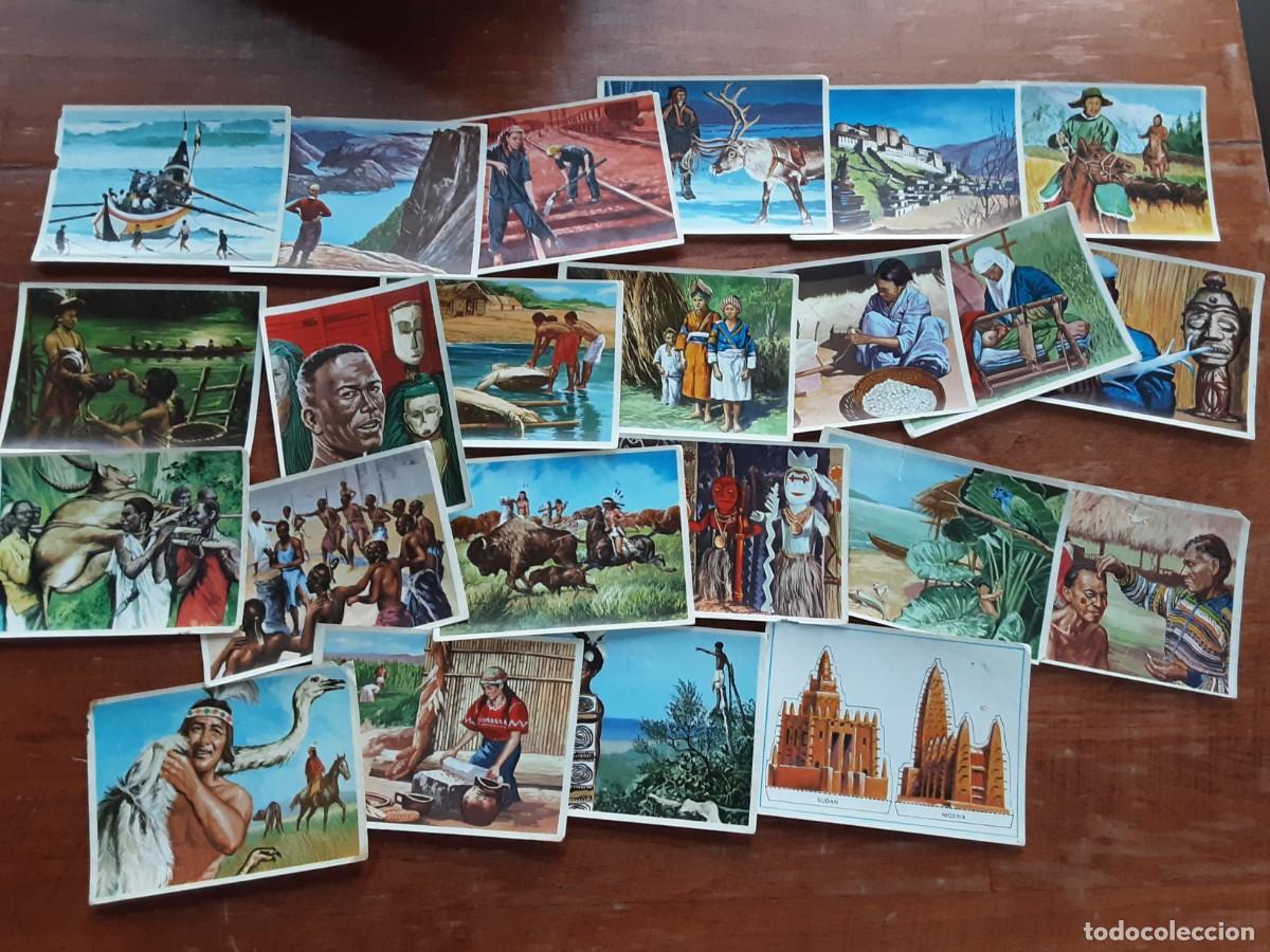 Colecionismo Cromos antigos: Hombres, razas y costumbres. Lote de 24 cromos nunca pegados