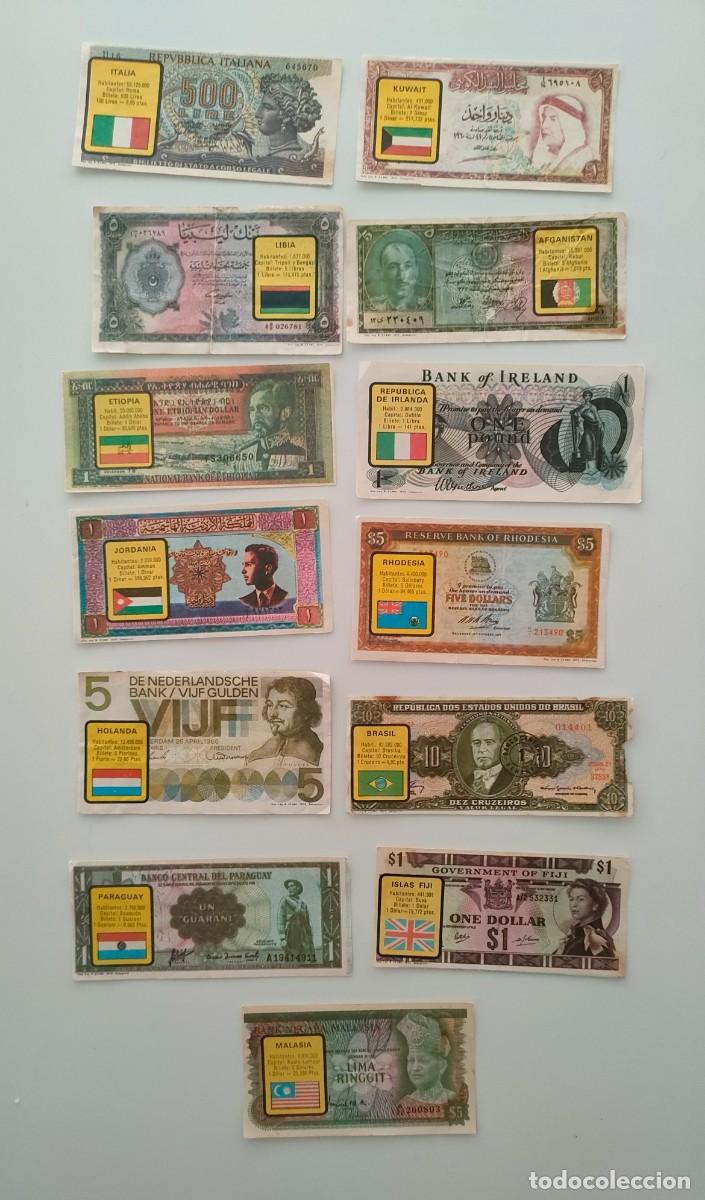 Collectable Antique Stickers: Lote 13 cromos Billetes del Mundo Bimbo A&ntilde;os 70