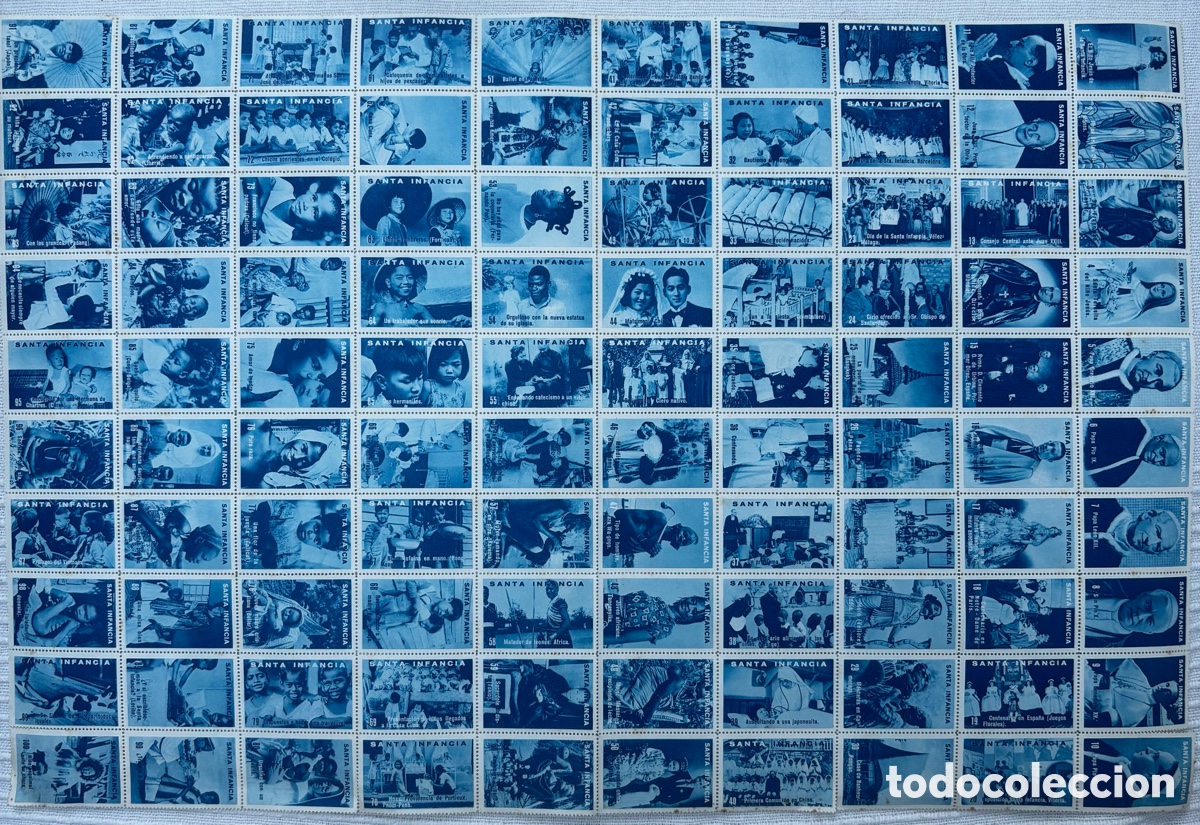 Collectionnisme Cartes &agrave; collectionner anciennes: Pliego 100 de cromos de la SANTA INFANCIA (azul)
