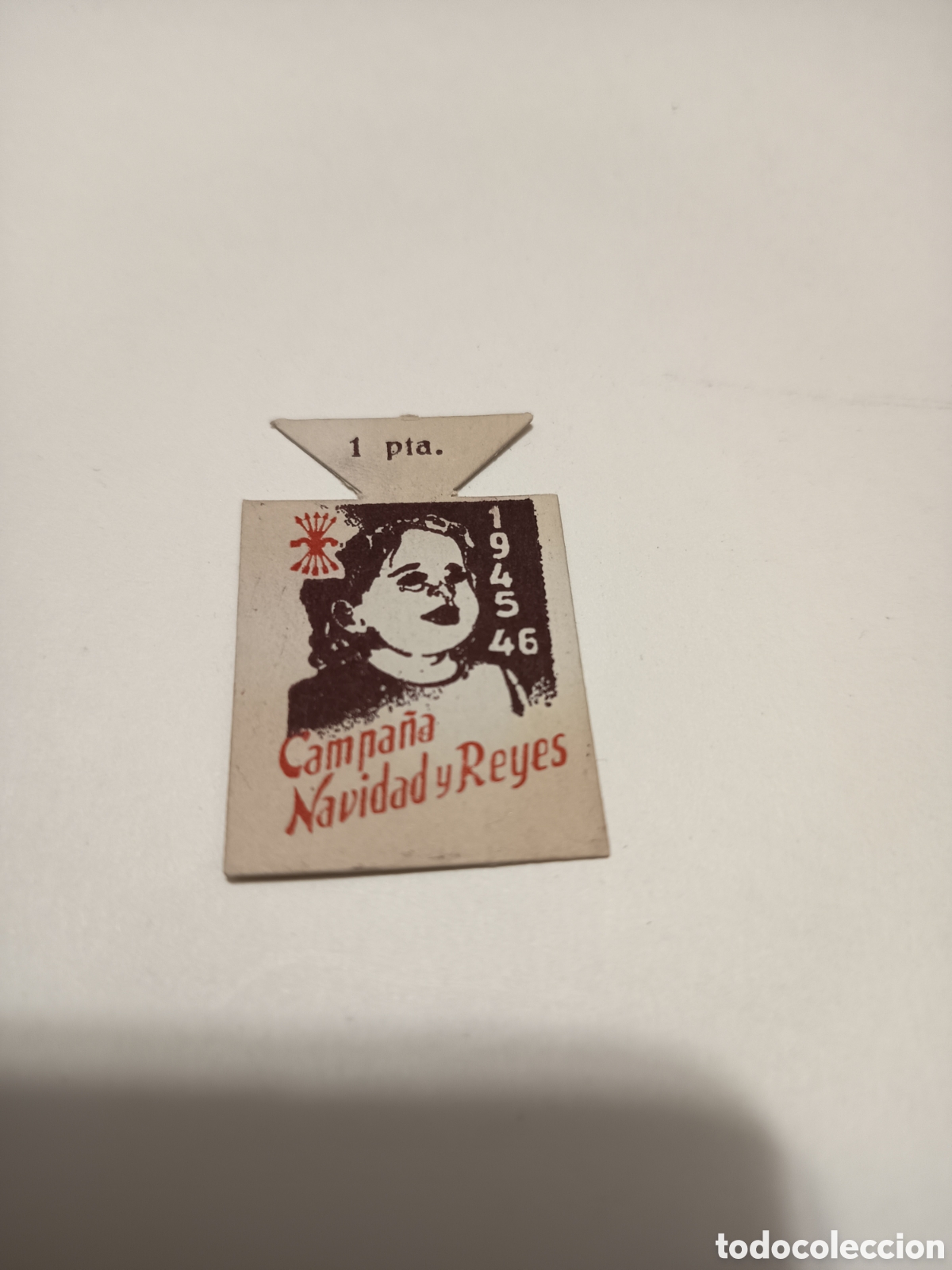 Collectable Antique Stickers: Vi&ntilde;eta ben&eacute;fica campa&ntilde;a Navidad y Reyes Falange