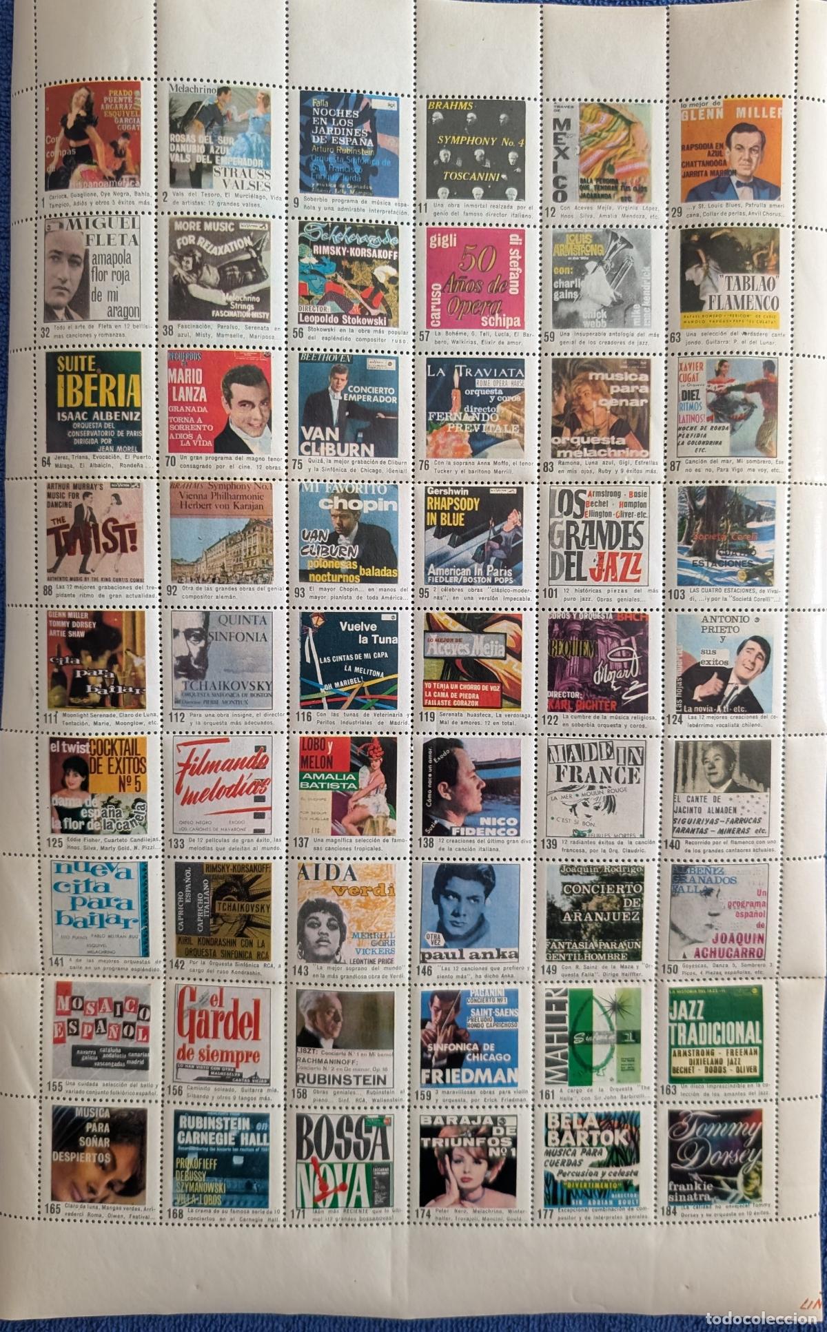 Coleccionismo cromos antiguos: L&aacute;mina con 45 cromo discos publicitarios