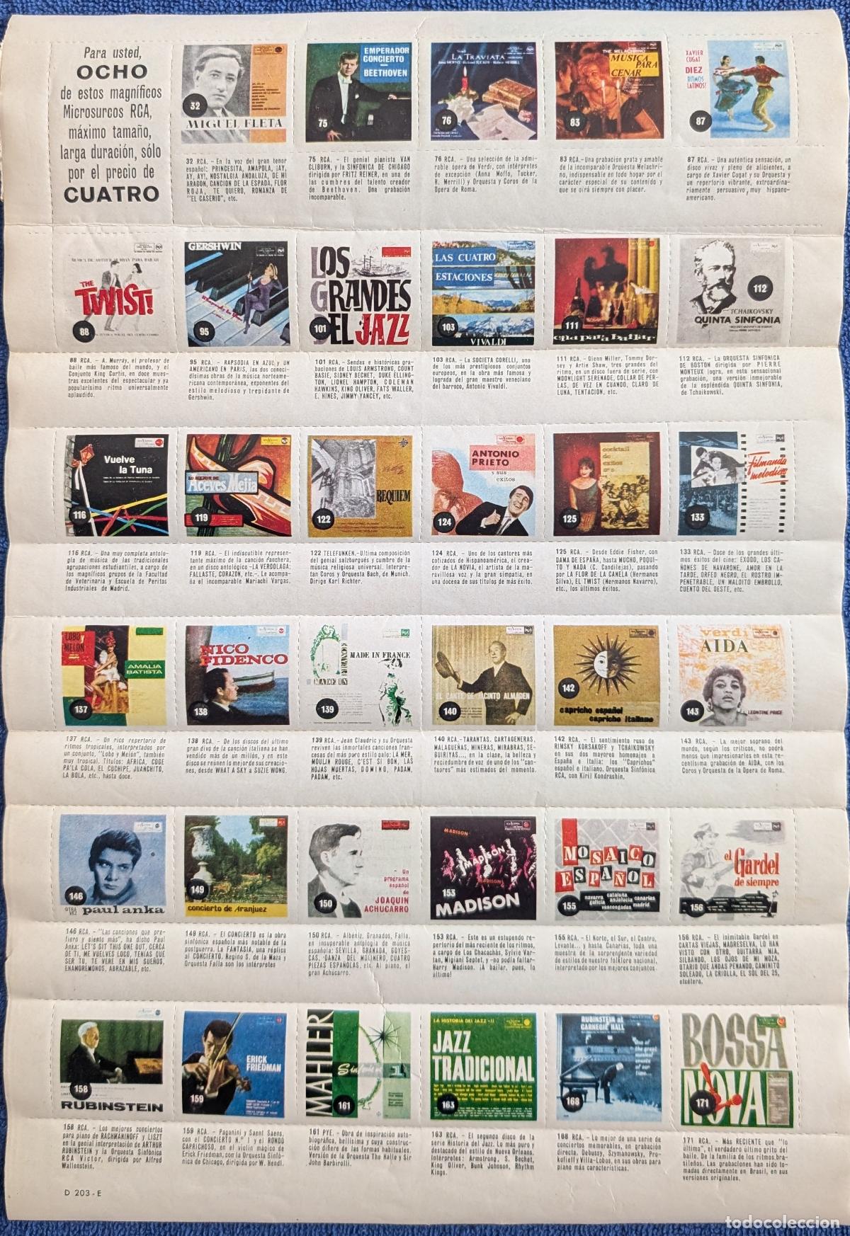 Coleccionismo cromos antiguos: L&aacute;mina con 35 cromo discos publicitarios - Foto 1