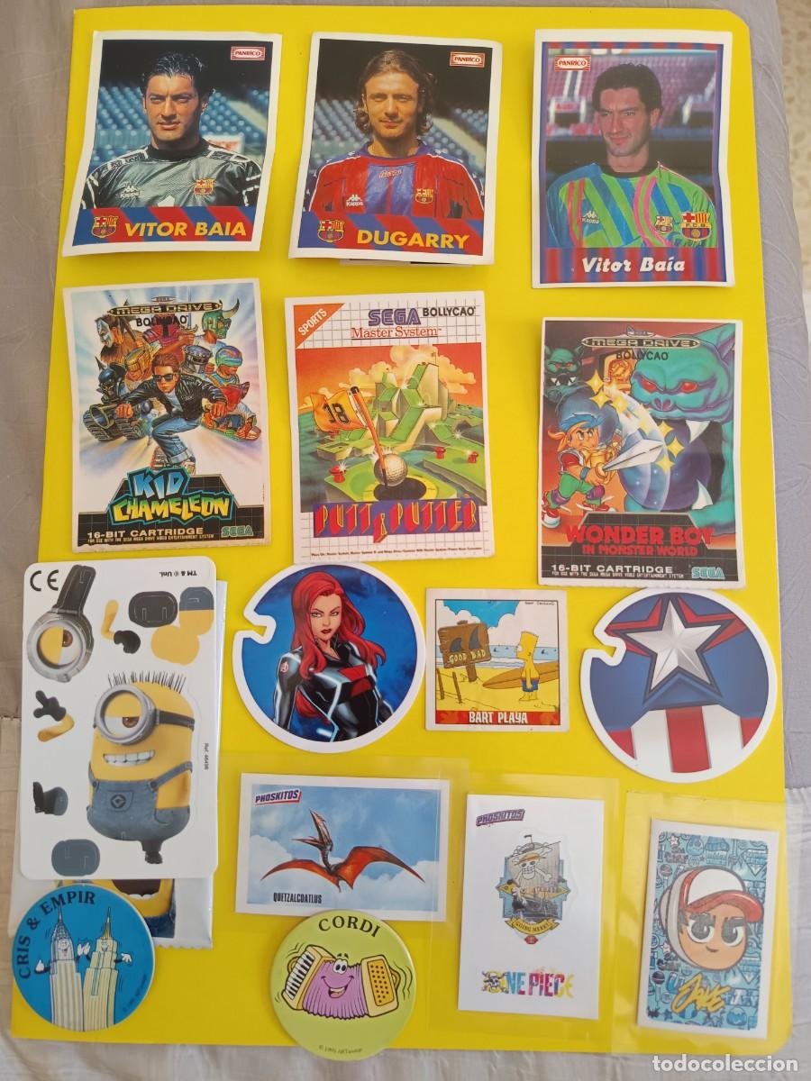 Sammeln alte Sammelbilder: LOTE 2 cromos de panrico bar&ccedil;a, bollycao sega, phoskitos Minions, Matutano, Marvel tazos flizz...