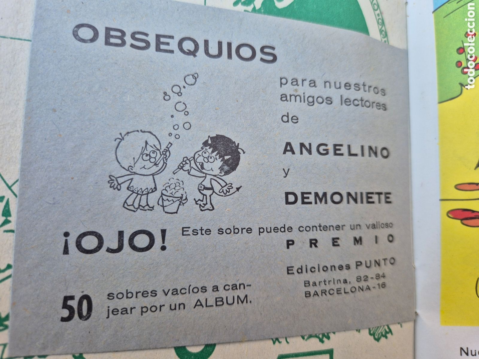 Sammeln alte Sammelbilder: SOBRE CROMOS SIN ABRIR ANGELINO Y DEMONIETE ENCICLOPEDIA DEPORTIVA BRUGUERA
