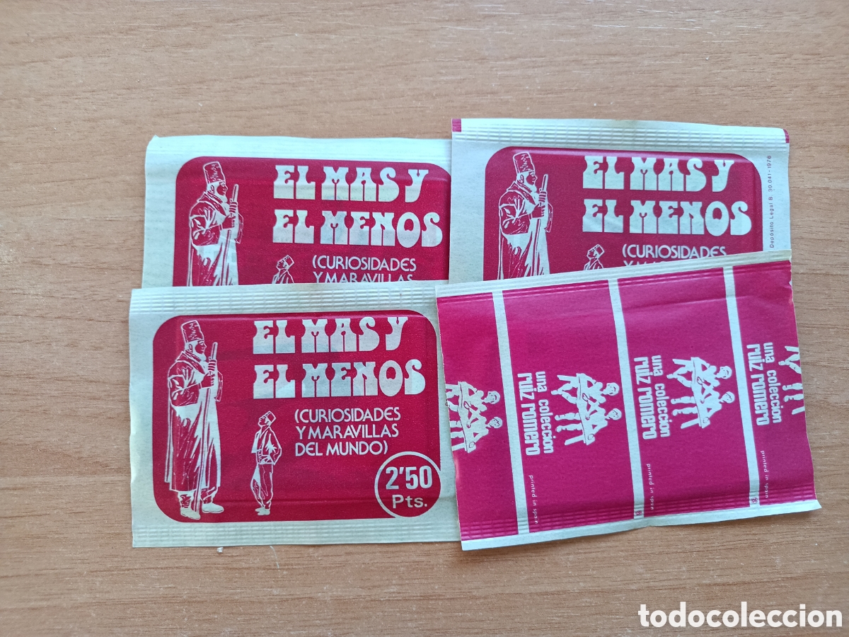 Collectionnisme Cartes &agrave; collectionner anciennes: 4 sobres sin abrir EL MAS Y EL MENOS R.Romero 1976