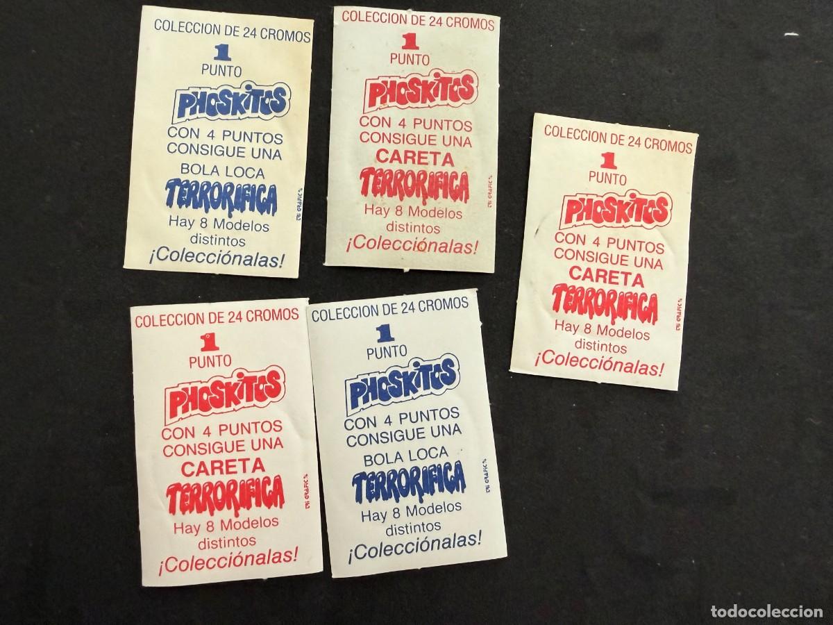 Coleccionismo cromos antiguos: 5 cromos Las Carabolas de Phoskitos Cara bolas - Foto 2