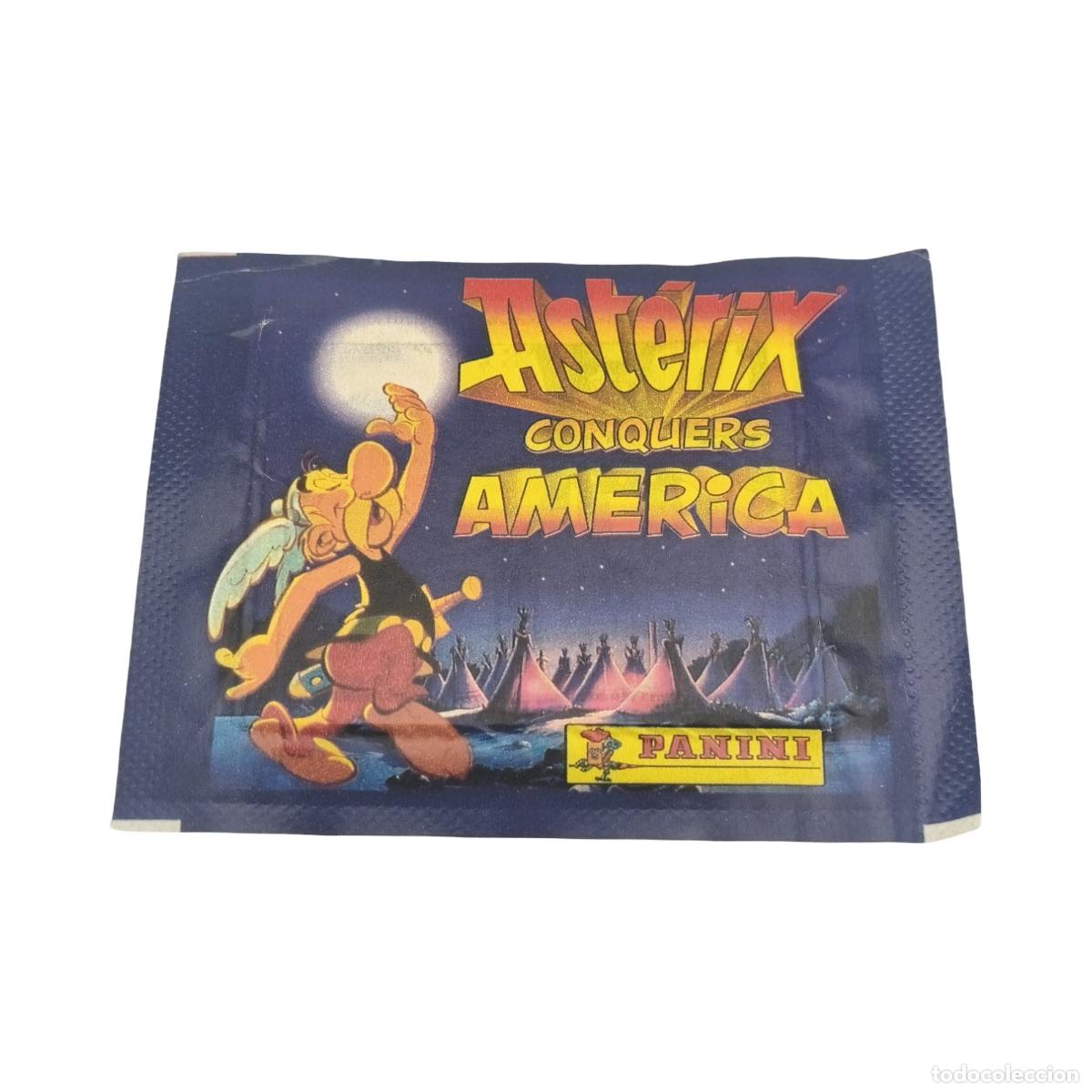 Collectionnisme Cartes &agrave; collectionner anciennes: Sobre de Cromos &rdquo;Ast&eacute;rix Conquers America&rdquo; &ndash; Panini (Sin Abrir / Unopened, A&ntilde;o 1995)