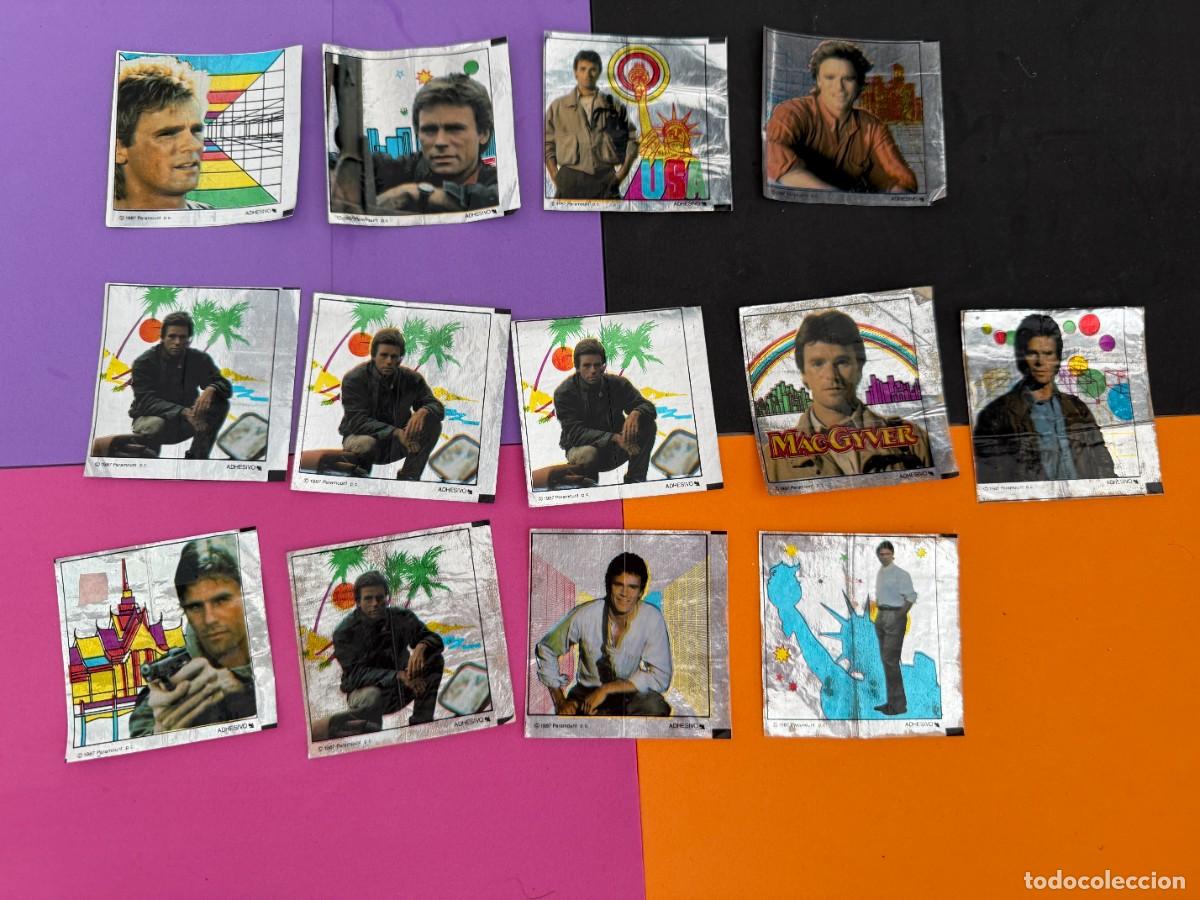 Coleccionismo cromos antiguos: 13 cromos plateados chicle MacGyver McGyver Dunkin