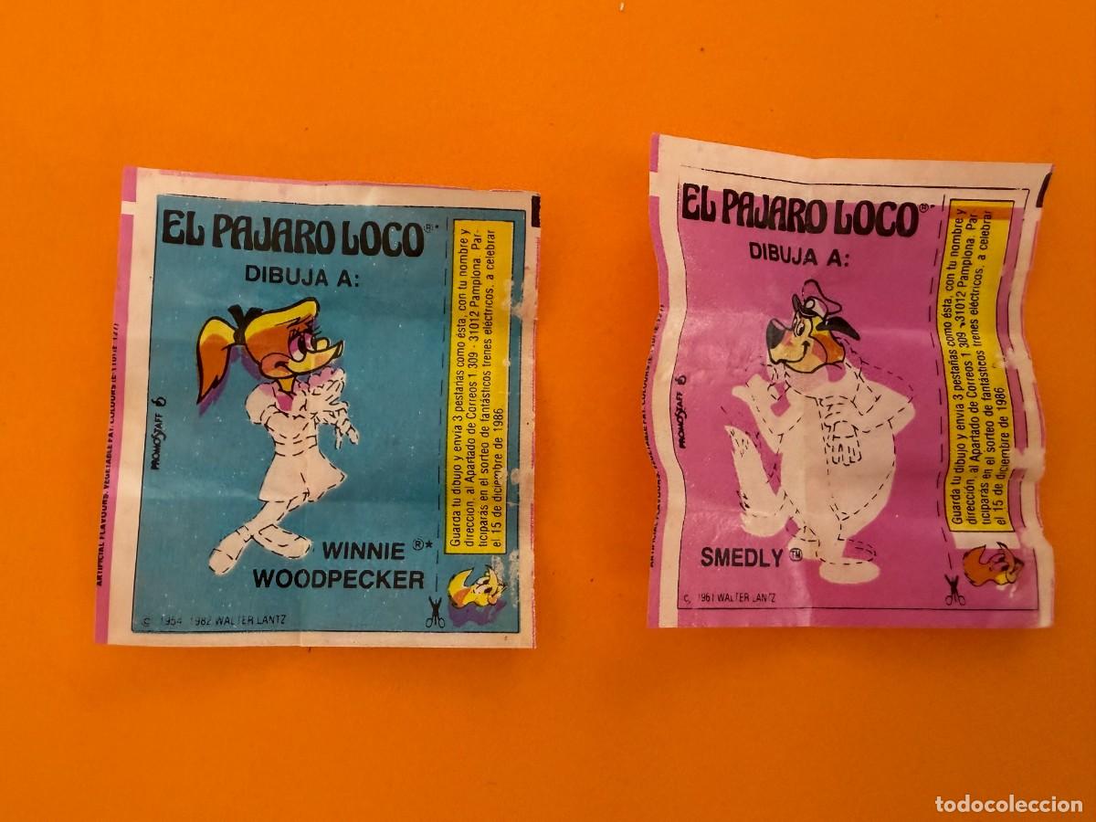 Coleccionismo cromos antiguos: 2 cromos chicle HIT El P&aacute;jaro loco dibuja a sus amigos