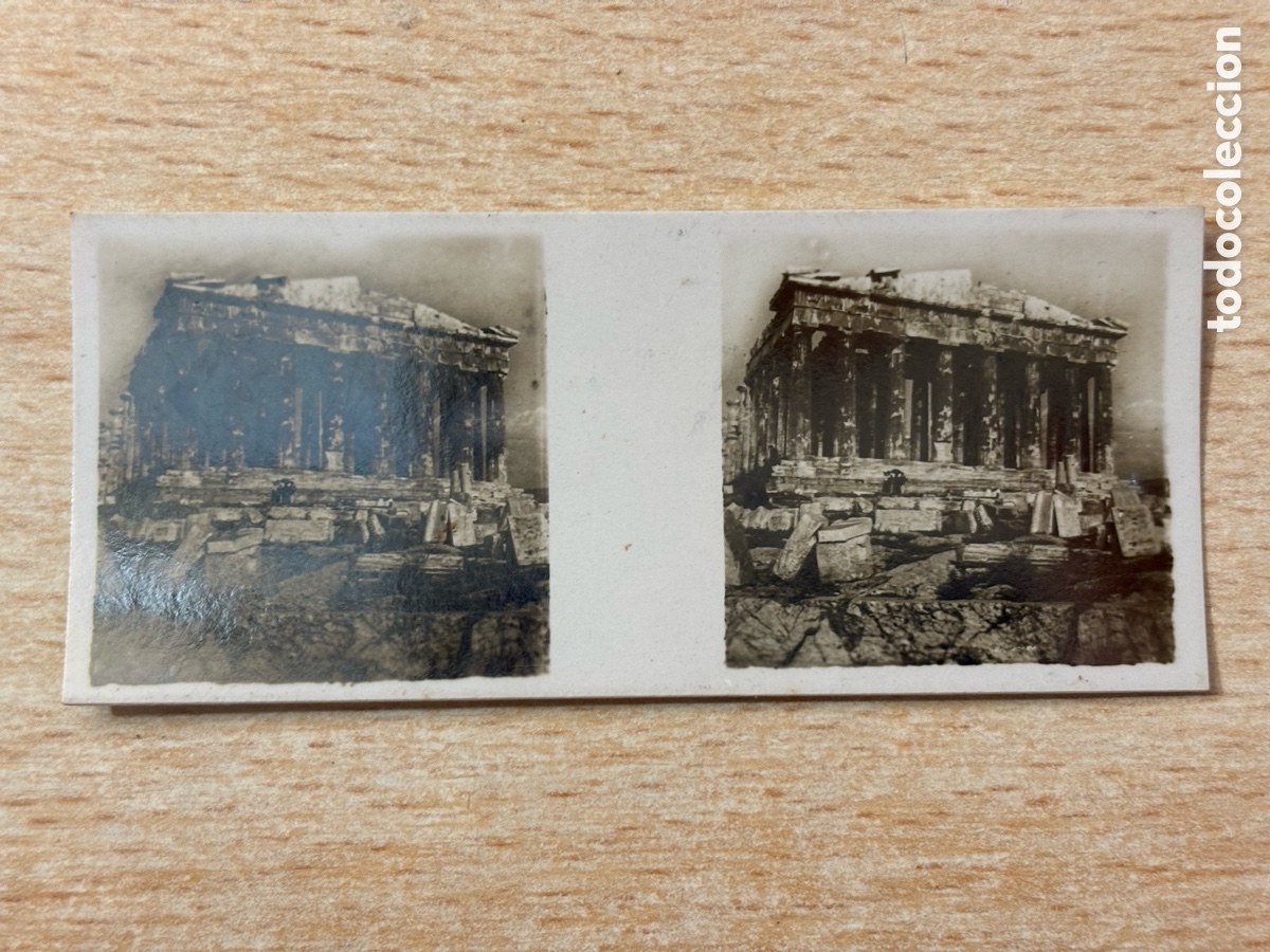 Collectionnisme Cartes &agrave; collectionner anciennes: # 121 Partenon Grecia Cromo Estereosc&oacute;pico Galletas y Chocolates Solsona y Rius 1933