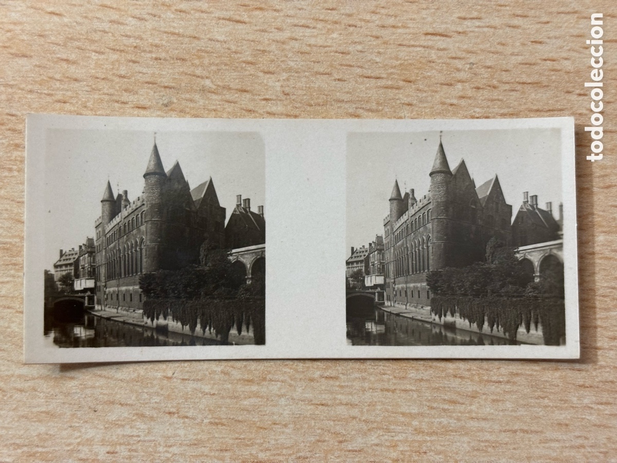 Collectionnisme Cartes &agrave; collectionner anciennes: # 58 Gante B&eacute;lgica Cromo Estereosc&oacute;pico Galletas y Chocolates Solsona y Rius 1933
