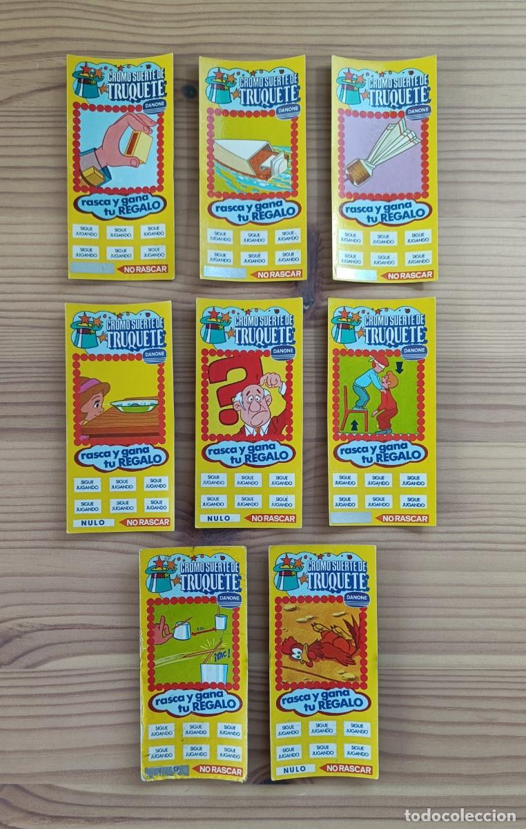 Collectionnisme Cartes &agrave; collectionner anciennes: Lote x 8 distintos DANONE CROMO SUERTE DE TRUQUETE, Rasca y gana