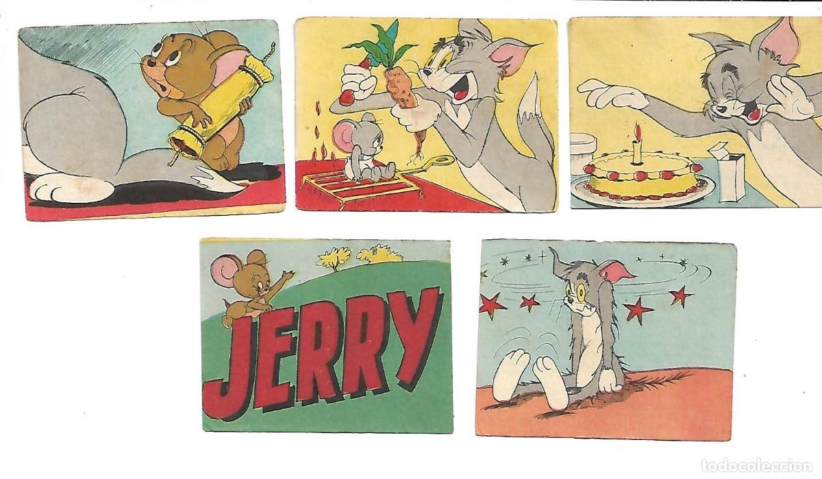 Coleccionismo cromos antiguos: ALEGRES HISTORIETAS DE TOM Y JERRY - CINCO CROMOSD DIFERENTES