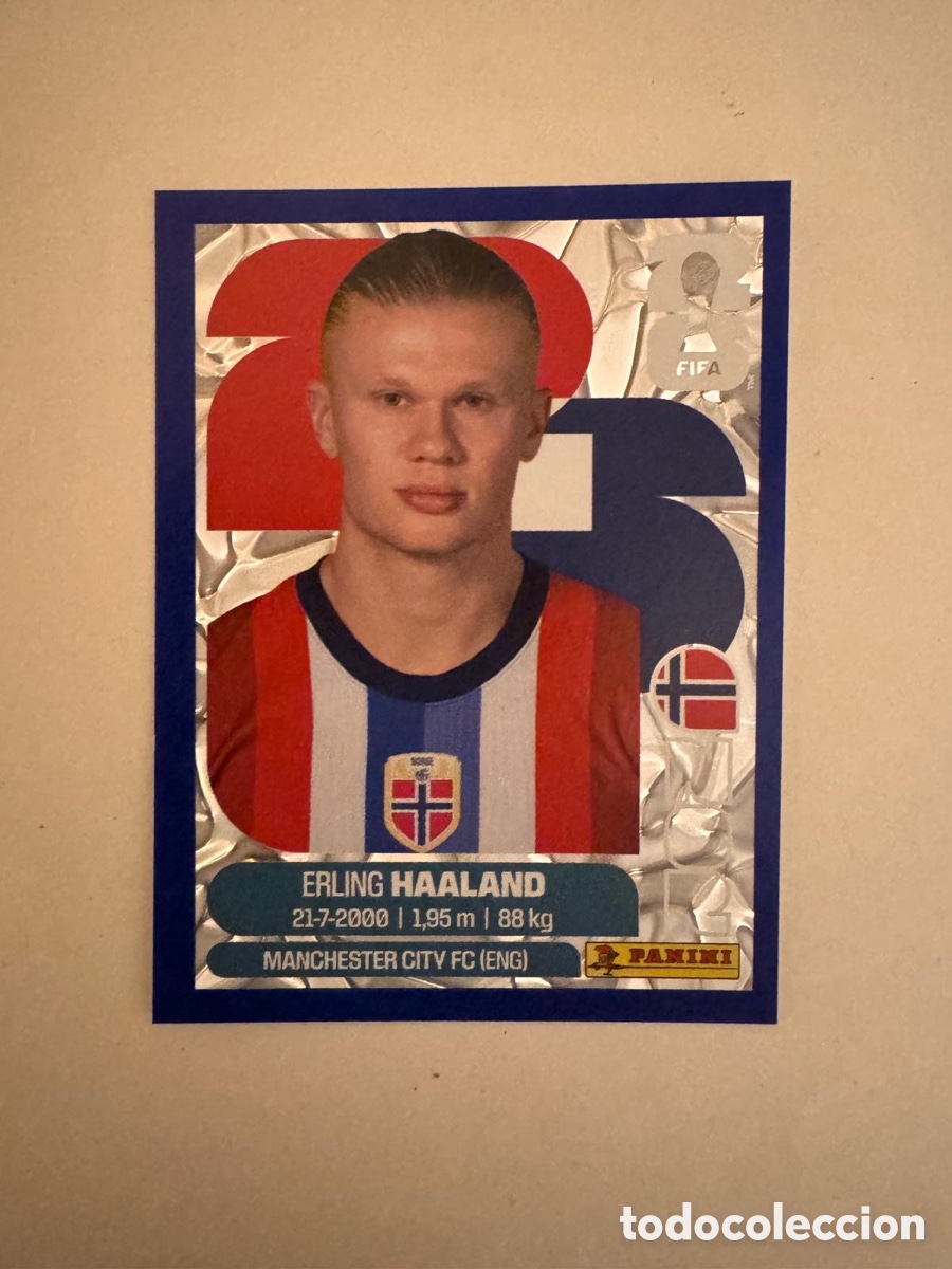 Collectable Antique Stickers: Erling HAALAND NOR 15 BLUE Crumple Gold 2026 PANINI WORLD CUP USA Sticker