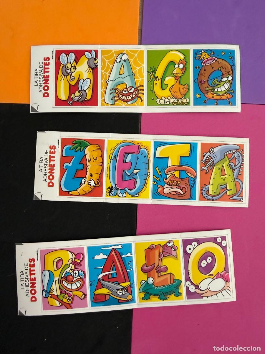 Sammeln alte Sammelbilder: La tira adhesiva de Donettes - 3 diferentes LETRAS troqueladas