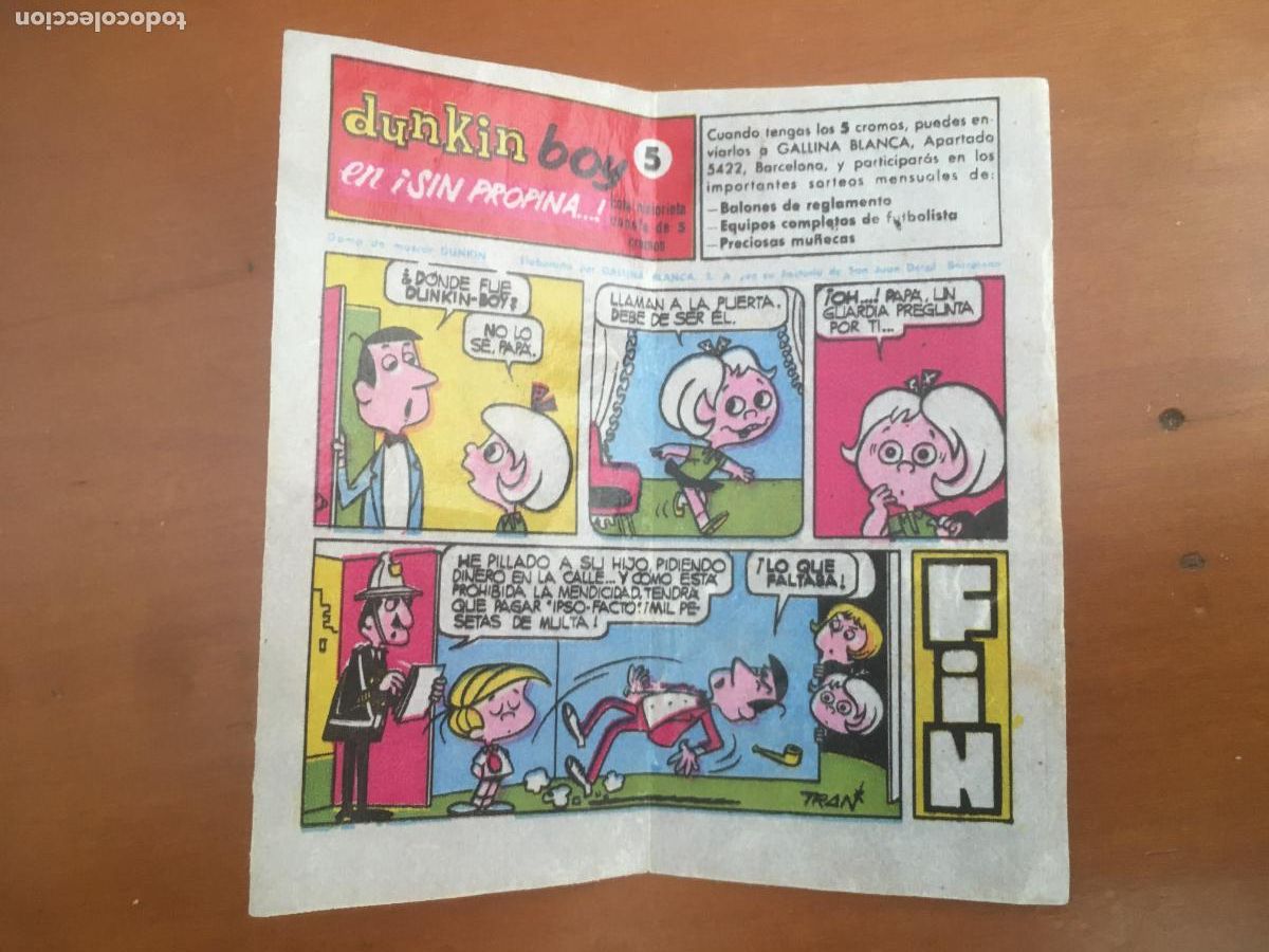 Collezionismo Figurine antiche: chicle dunkin boy sin propina n&ordm; 5 cromo original nunca pegado