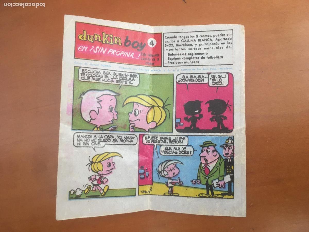 Collezionismo Figurine antiche: chicle dunkin boy sin propina n&ordm; 4 cromo original nunca pegado