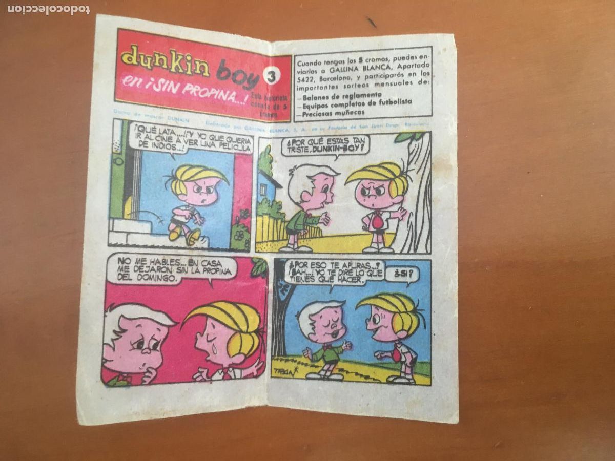 Collezionismo Figurine antiche: chicle dunkin boy sin propina n&ordm; 3 cromo original nunca pegado