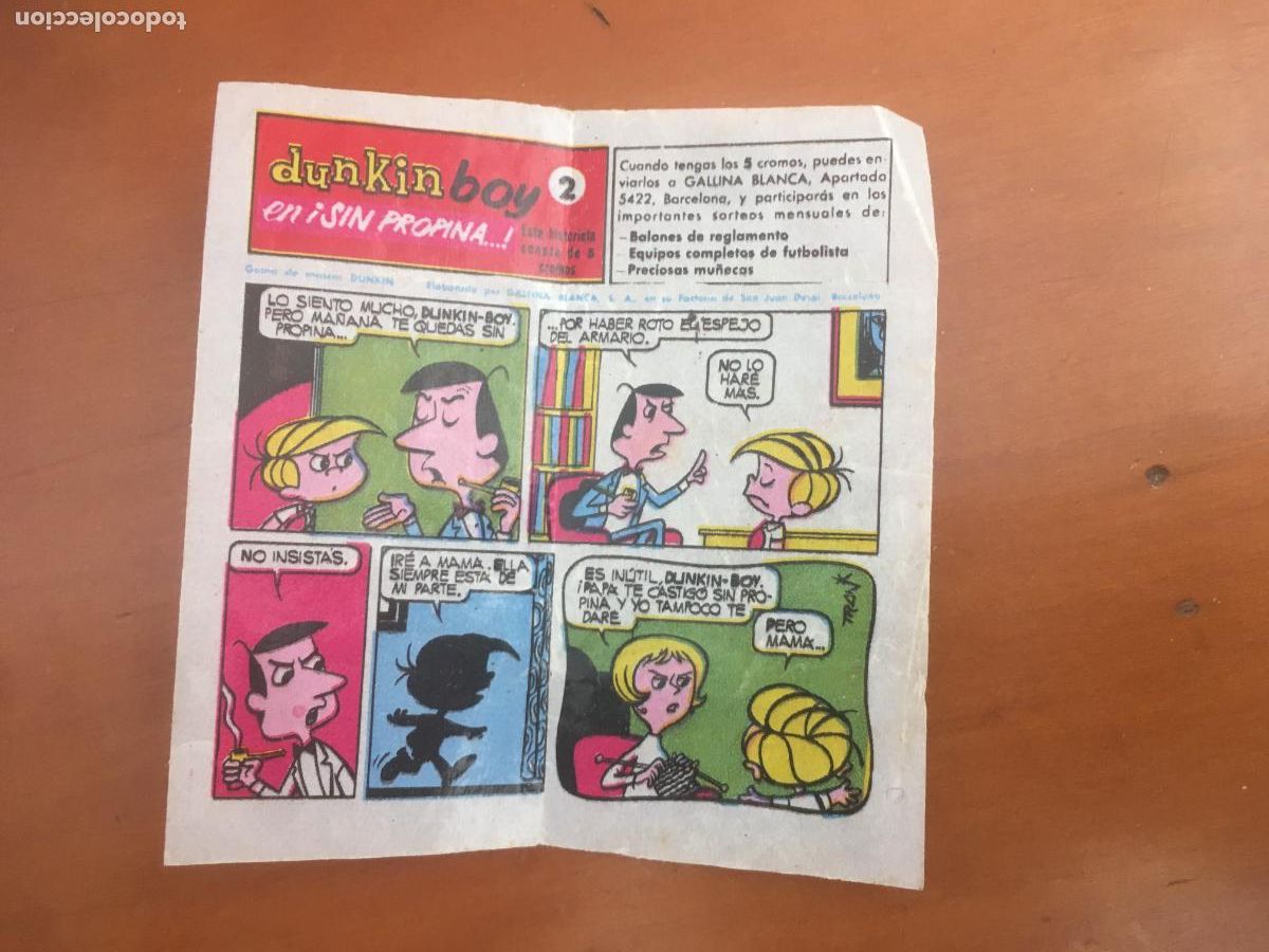 Collezionismo Figurine antiche: chicle dunkin boy sin propina n&ordm; 2 cromo original nunca pegado