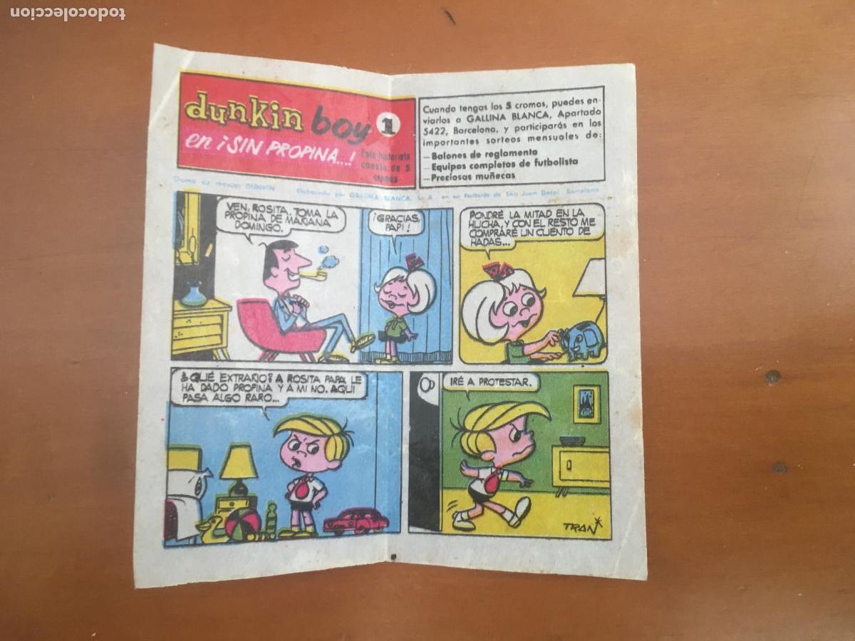 Collezionismo Figurine antiche: chicle dunkin boy sin propina n&ordm; 1 cromo original nunca pegado