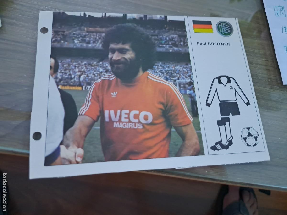Collectionnisme Cartes &agrave; collectionner anciennes: Ficha Mundial Espa&ntilde;a 1982. Editorial Bruguera. PAUL BREITNER (ALEMANUA)
