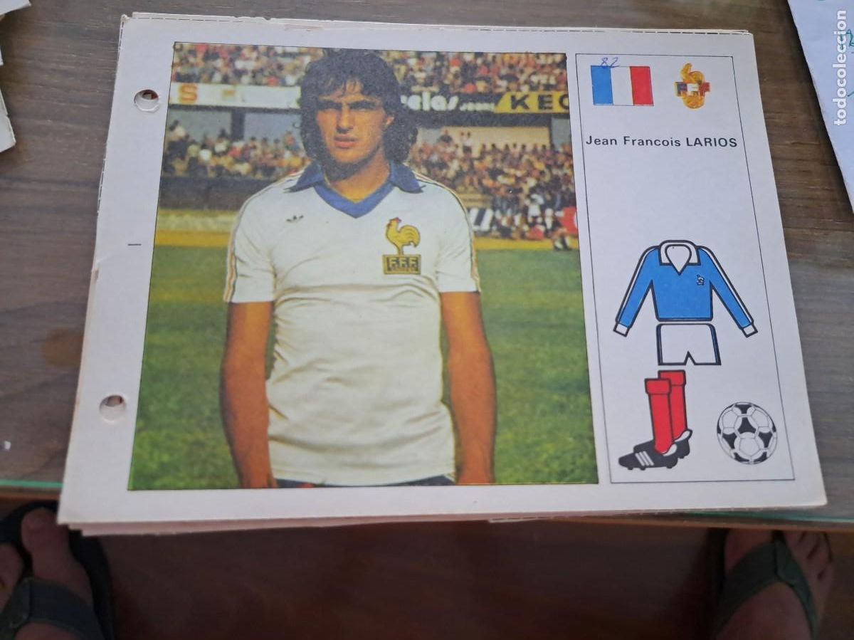 Collectionnisme Cartes &agrave; collectionner anciennes: Ficha Mundial Espa&ntilde;a 1982. Editorial Bruguera. JEAN FRAN&Ccedil;OIS LARIOS (FRANCIA)