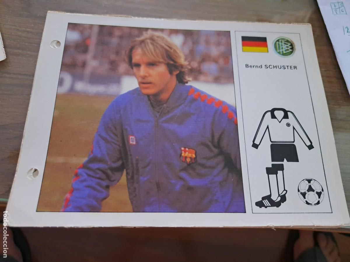 Collectable Antique Stickers: Ficha Mundial Espa&ntilde;a 1982. Editorial Bruguera. BERND SCHUSTER (ALEMANIA FEDERAL)