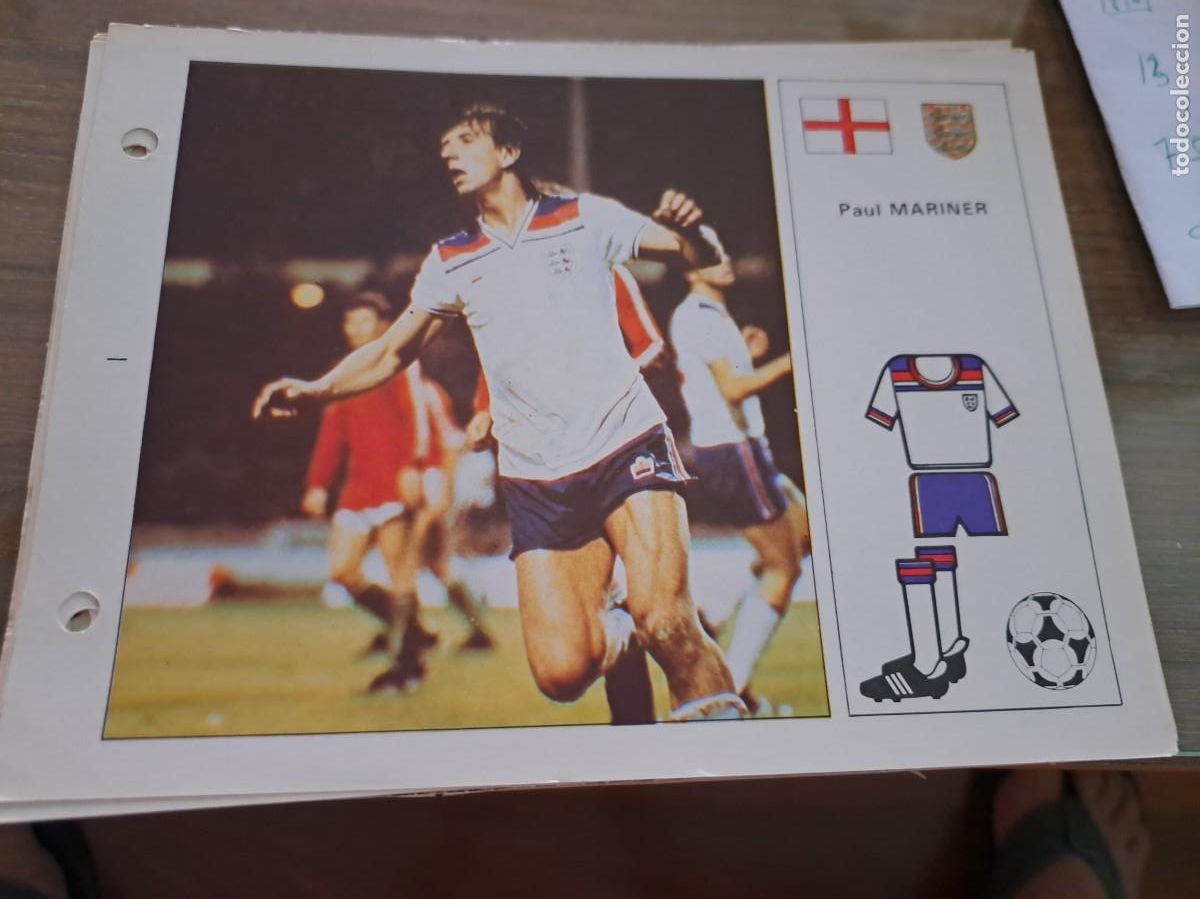 Coleccionismo cromos antiguos: Ficha Mundial Espa&ntilde;a 1982. Editorial Bruguera. PAUL MARINER (INGLATERRA)