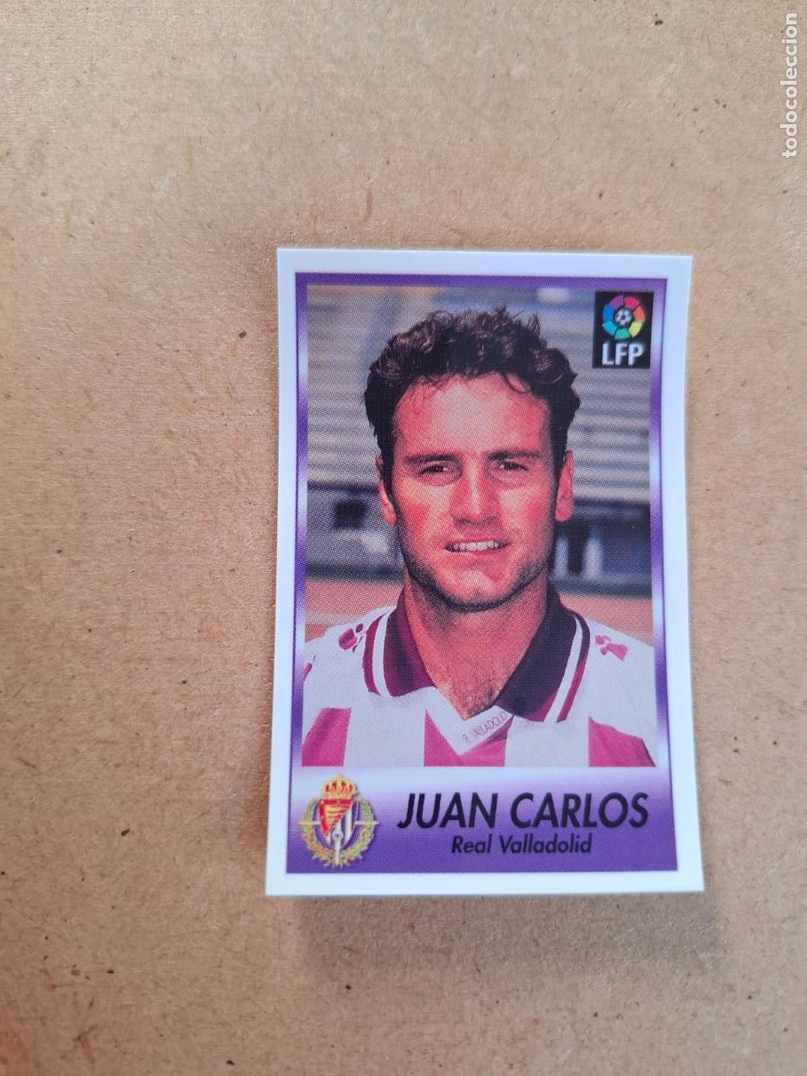 Collectable Antique Stickers: BOLLYCAO 96 97 1996 1997 - 265 JUAN CARLOS REAL VALLADOLID TRASERA TE PRESENTA F&Uacute;TBOL NUNCA PEGADO