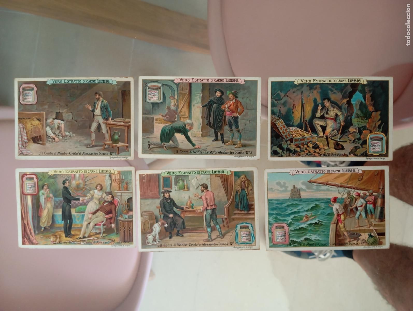 Colecionismo Cromos antigos: LIEBIG s697 A&Ntilde;O 1902 EL CONDE DE MONTECRISTO ALEJANDRO DUMAS EN ITALIANO. SERIE COMPLETA DE 6 CROMOS