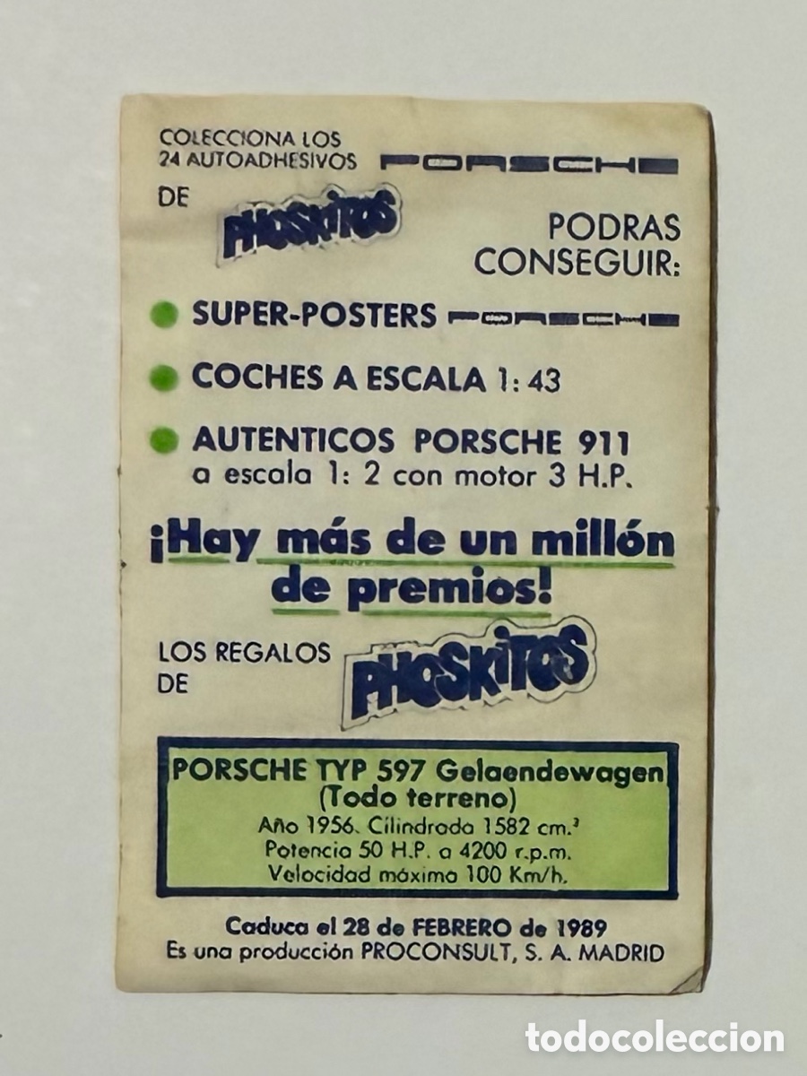Coleccionismo cromos antiguos: Cromo Phoskitos Porsche - Foto 2
