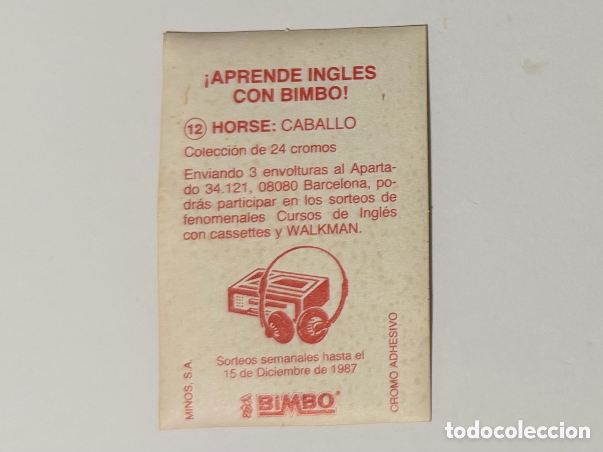 Coleccionismo cromos antiguos: Cromo Aprende Ingl&eacute;s con Bimbo N&ordm;12 - Foto 2