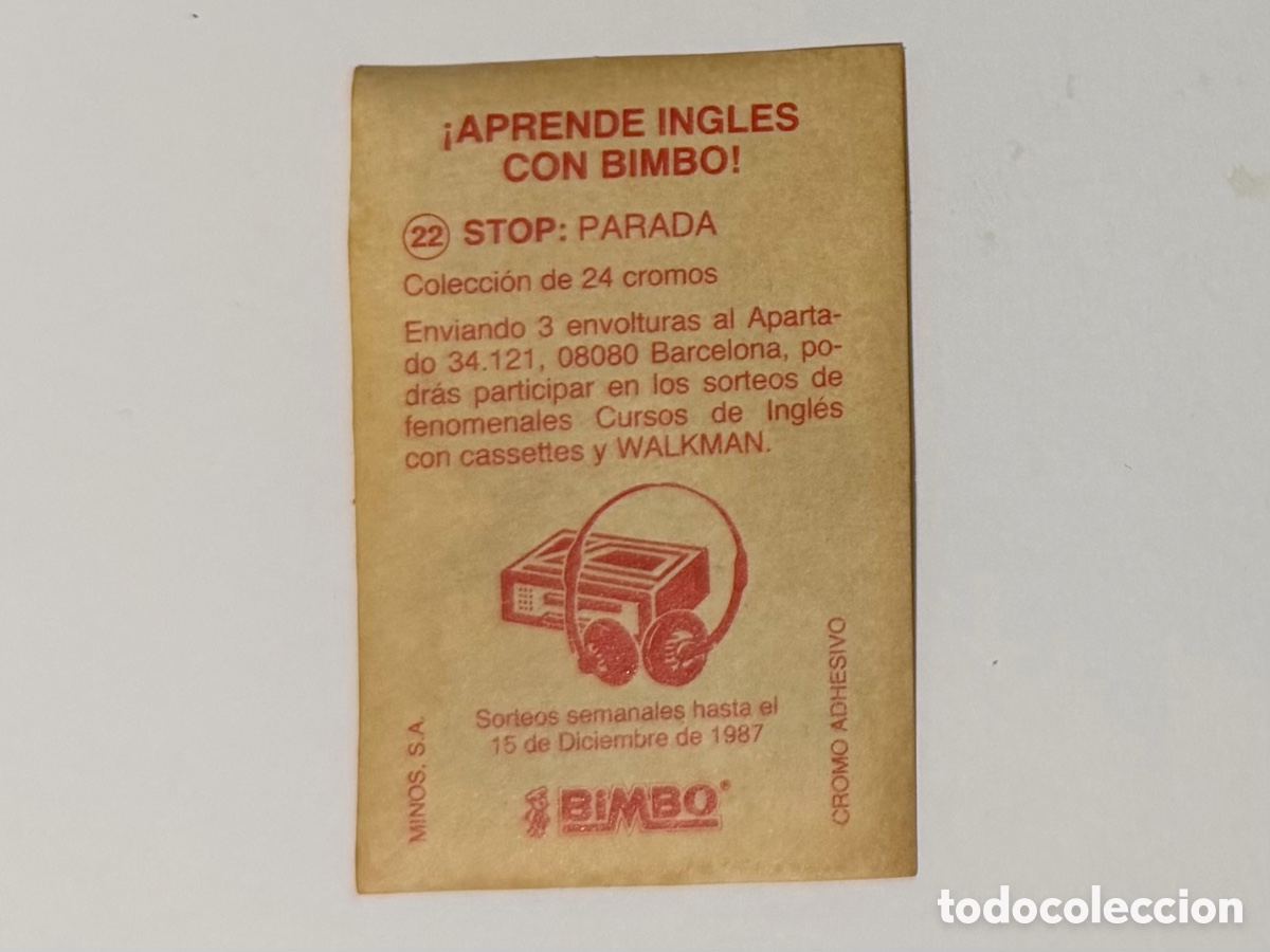 Coleccionismo cromos antiguos: Cromo Aprende Ingl&eacute;s con Bimbo N&ordm;22 - Foto 2