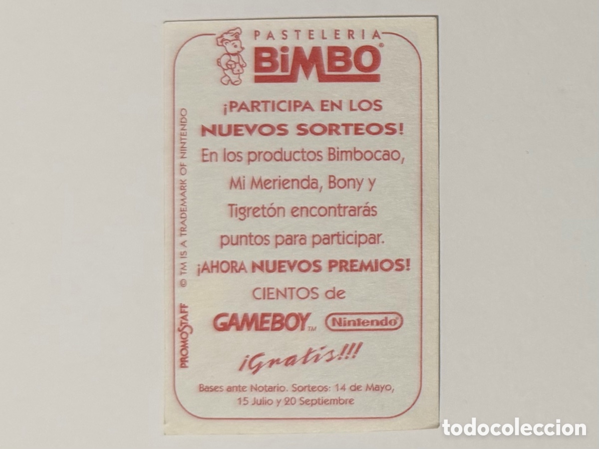Coleccionismo cromos antiguos: Cromo Bimbo Nintendo Gameboy - Foto 2