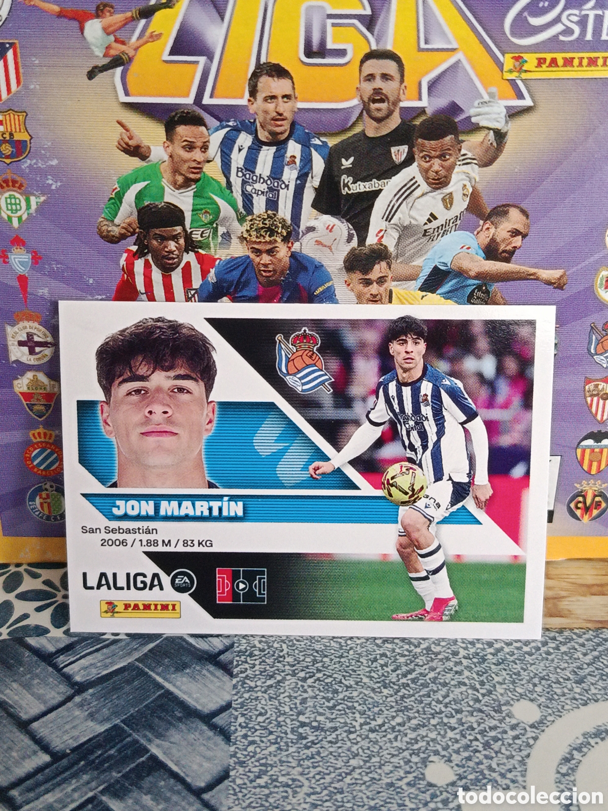 Coleccionismo cromos antiguos: JON MARTIN REAL SOCIEDAD N&ordm; 7 LIGA ESTE 26 27 2026 2027 PANINI