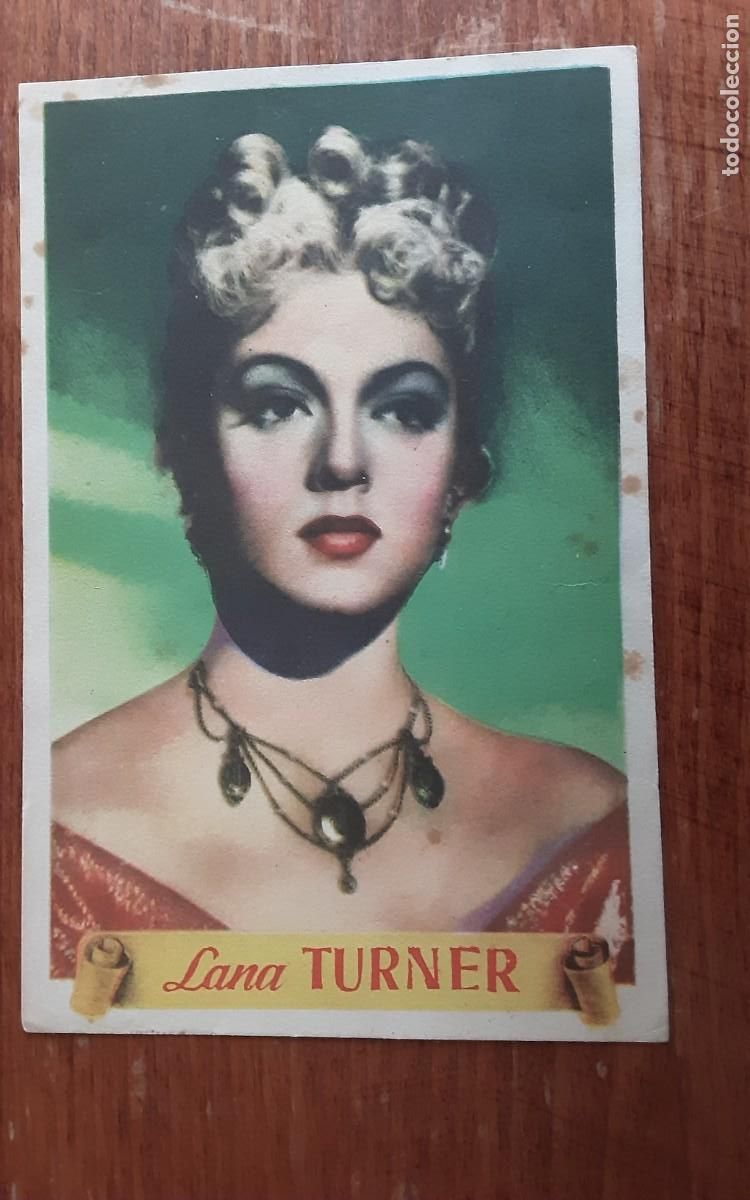 Colecionismo Cromos antigos: Cromo de Lana TURNER, casi tama&ntilde;o postal